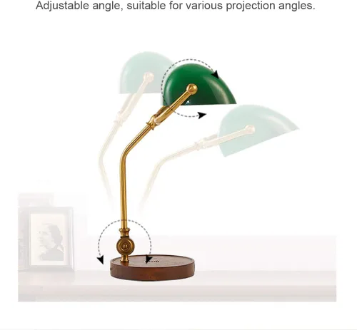 Vista 5 de Hsyile KU300237 Lámpara de mesa retro con interruptor de cuerda con puertos de carga USB, con pantalla de cristal retro verde para sala de estar