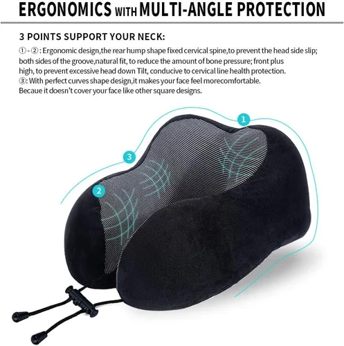 Vista 7 de Almohada de viaje, la mejor almohada cervical de espuma viscoelástica, soporte de cabeza, almohada suave de apoyo para la cabeza para dormir
