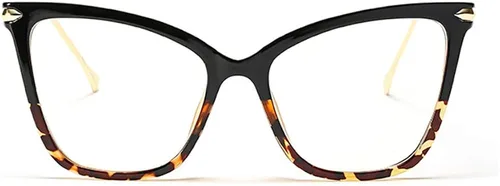 Vista 2 de FEISEDY Marco de gafas de ojo de gato de gran tamaño con lentes transparentes para mujer B2460