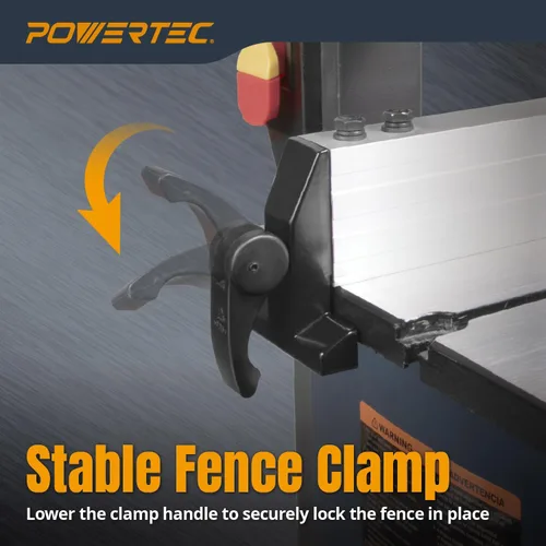 Vista 4 de POWERTEC BS900RF Rip Fence para sierra de cinta para madera POWERTEC BS900 con abrazadera ajustable. Para tamaño de mesa de trabajo 11-1 / 8 "a