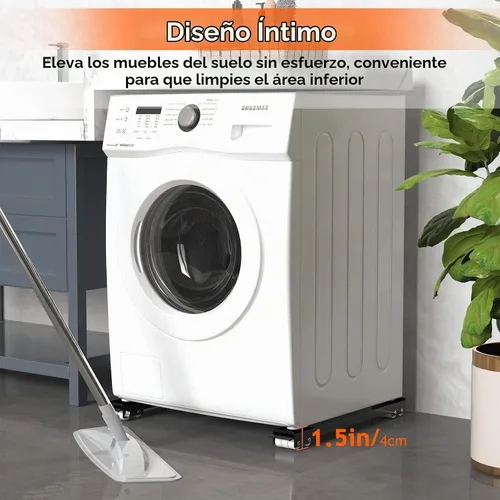 Vista 4 de Ronlap Furniture - Rodillos extensibles para lavadora y electrodomésticos, color negro Heavy duty stand wheels for washing machine, refrigerator.