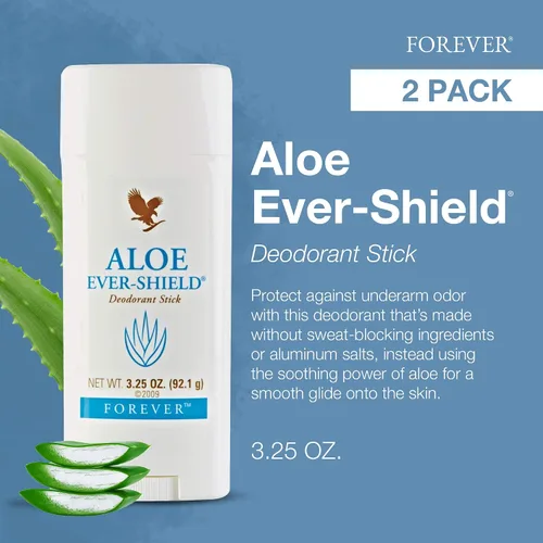 Vista 2 de Forever Living Aloe Ever-Shield - Desodorante sin aluminio con aloe calmante para pieles sensibles, barra de 3.25 onzas (paquete de 2)
