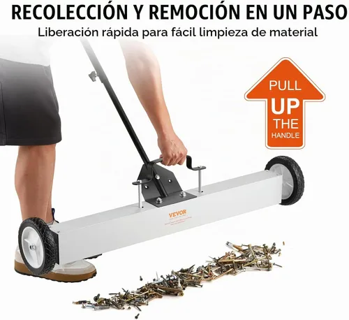 Vista 3 de VEVOR Barridor Magnético Rodante de 55 Libras con Ruedas, Barridor Magnético de Césped de 36 Pulgadas con Mango Telescópico, Barridor Magnético
