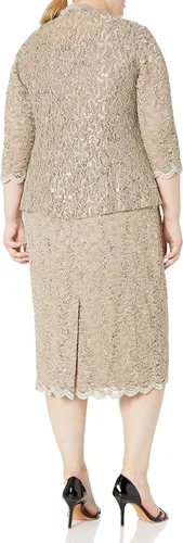 Vista 2 de Alex Evenings Vestido tipo chaqueta de encaje de talla grande para mujer
