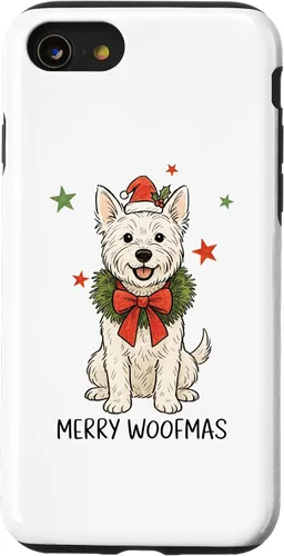 Vista 17 de Merry Woofmas White Terrier Dog Santa Hat Christmas Cute Dog Case for iPhone 15