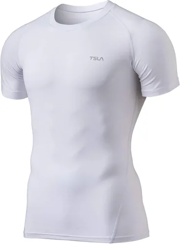 Vista 6 de TSLA Camisas térmicas de compresión de manga corta para hombre, camiseta deportiva deportiva atlética, camiseta para correr con equipo de invierno