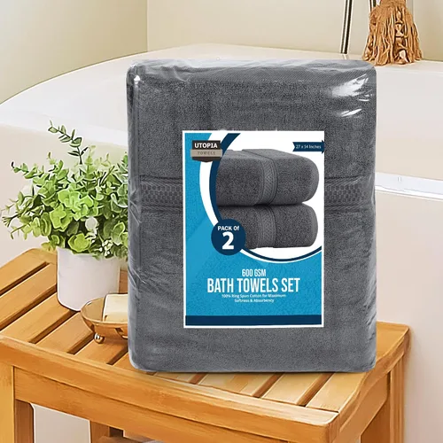 Vista 8 de Utopia Towels Juego de 4 toallas de baño de alta calidad, 100% algodón hilado en anillo de 21.16 oz/m², ligeras y altamente absorbentes, toallas