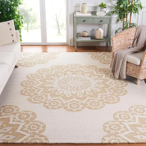 Vista 13 de SAFAVIEH Blossom Collection - Alfombra decorativa, 2 x 3 pies, color marfil y beige, lana hecha a mano, ideal para zonas de alto tráfico en entrada