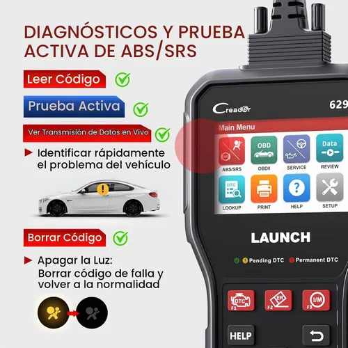 Vista 3 de Escáner LAUNCH CR629 OBD2 ABS SRS herramienta de escaneo con prueba activa, herramienta de reinicio de 3 servicios Oil/SAS/BMS, escáner de códigos