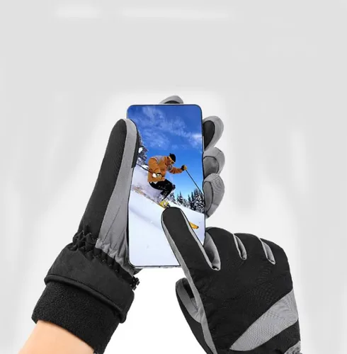 Vista 2 de IPENNY Guantes de esquí de invierno para mujer y hombre, guantes cálidos para pantalla táctil, guantes de clima frío, impermeables, resistentes al