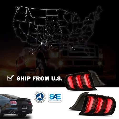 Vista 7 de Nixon Offroad Conjunto de luces traseras LED para Ford Mustang 2015-2023, estilo Euro, par de luces traseras LED Mustang con intermitentes