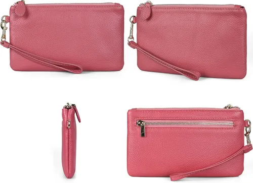 Vista 4 de Befen - billetera de mano de cuero de plena flor genuino, de agarre para mujer, cartera de mano para teléfono inteligente, billetera