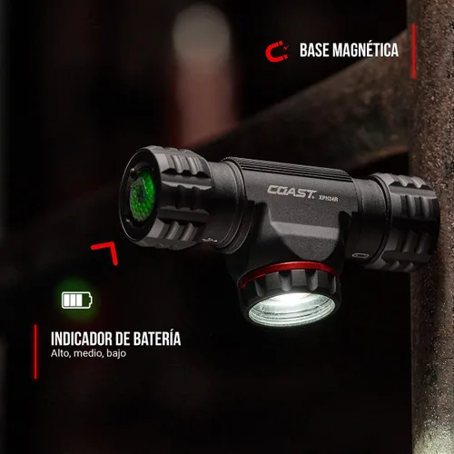 Vista 4 de Coast® XPH34R 2075 lúmenes USB-C recargable de doble potencia con linterna frontal LED PURE Beam® Twist Focus™ y base magnética