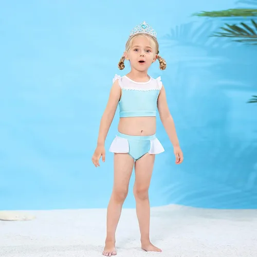 Vista 2 de AmzBarley Traje de baño de una o dos piezas para niñas, traje de baño de princesa con volantes