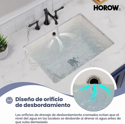 Vista 6 de HOROW Lavabo de Baño Rectangular para Montaje Inferior, Lavabo Rectangular de Vasija de 20 x 15 Pulgadas con Rebosadero, Lavabo de Cerámica Blanca