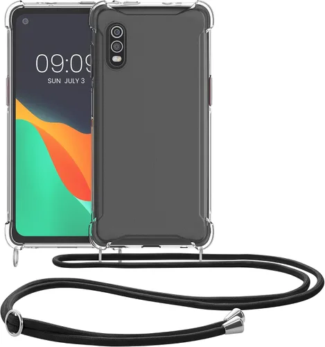 Vista 8 de kwmobile Funda cruzada compatible con Samsung Galaxy Xcover Pro - Funda transparente de TPU con correa de cordón - Transparente