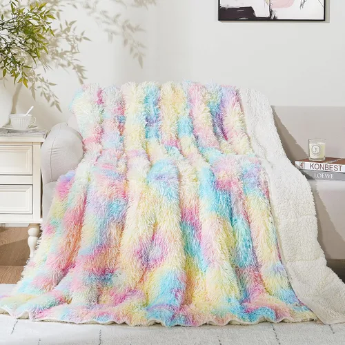 Vista 8 de Cottonblue Manta con peso de piel sintética tamaño Queen, manta con peso esponjosa de 15 libras para adultos, acogedora y cálida manta de sherpa