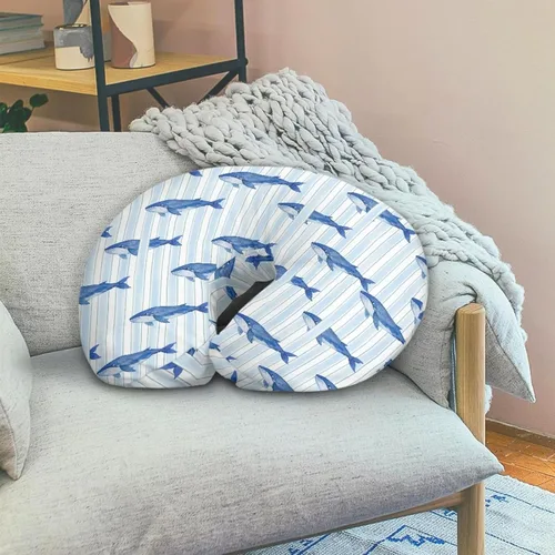 Vista 5 de Jeiento Blue Shark - Fundas de almohada de lactancia suaves y elásticas para almohadas de lactancia materna, funda reversible extraíble para bebé