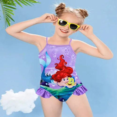 Vista 2 de VECHLO Traje de baño de sirena para niñas de 3 a 8 años
