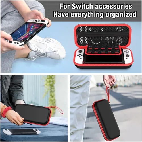 Vista 8 de Funda de transporte compatible con Nintendo Switch OLEDSwitch funda protectora de carcasa dura funda de transporte portátil con interruptores bolsa