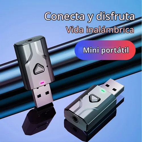 Vista 8 de Receptor de transmisor USB Bluetooth 5.0, adaptador de audio inalámbrico 2 en 1 Adaptador Blutooth auxiliar de 0.138 in, micrófono