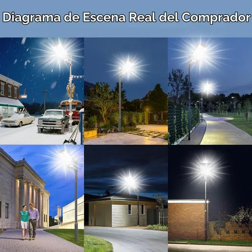 Vista 8 de Luz solar de calle de 7000 W, luces solares comerciales impermeables al aire libre, 200 luces LED de alto brillo, luces solares de estacionamiento