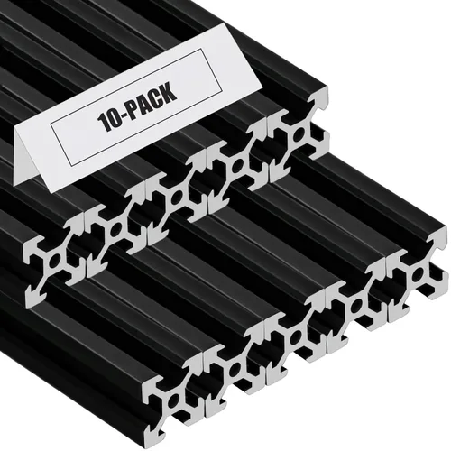 Vista 10 de Extrusión de aluminio 2040 V, 2 piezas de 100 mm de 2040 ranura en V estándar europeo anodizado perfil de aluminio negro extrusión de riel lineal