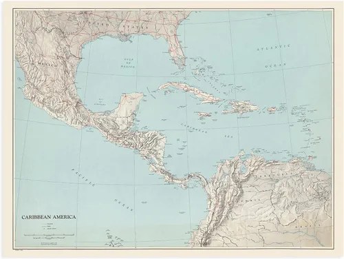 Vista 6 de HISTORIX Póster de mapa vintage de América del Caribe 1961 – 18 x 24 pulgadas
