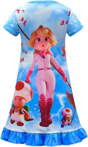 Vista 2 de Disfraz de princesa melocotón para niñas, vestido de princesa melocotón con accesorios corona y aretes