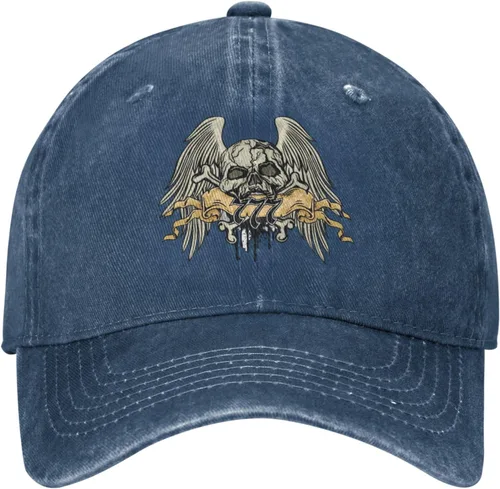 Vista 2 de Cowboy Hat Trendy Hats for Man and Women Djustable Four Season Outdoor Baseball Cap of Hell Skull with Angel Navy Blue