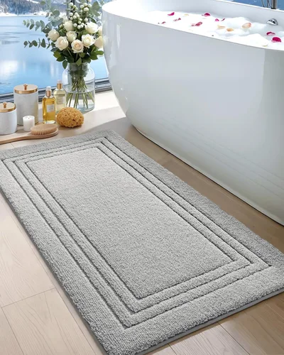 Vista 19 de DEXI Tapetes de baño, 32 x 20 pulgadas, antideslizantes, lavables, absorbentes, de secado rápido, para ducha y fregadero, color beige