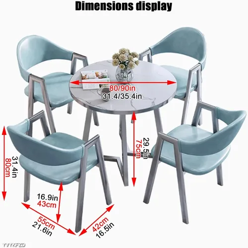 Vista 2 de YVYKFZD Office Reception Room Club Table and Chair Set, Coffee Kitchen Dining Table Set, Simple Round Conference Table for 4, Leisur Conference Room