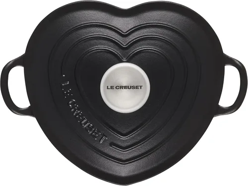 Vista 3 de Le Creuset Signature - Figura de corazón de hierro fundido esmaltado, 2 cuartos de galón, regaliz con perilla de acero inoxidable