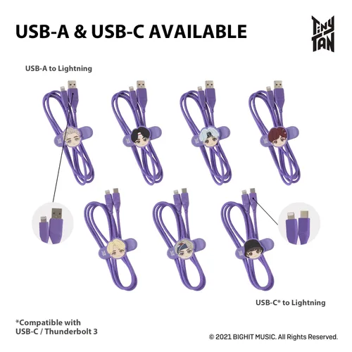 Vista 3 de iFace TinyTAN - Cable USB A a Lightning [4.2 pies] [Certificado MFi] [Fácil agarre] para iPhone 12/13/11 Pro/Pro Max, AirPods Pro, soporta carga