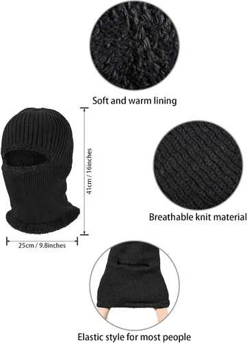 Vista 3 de 2 máscaras faciales de invierno para esquí, pasamontañas de punto cálido para hombres y mujeres, forro polar resistente al viento para deportes al