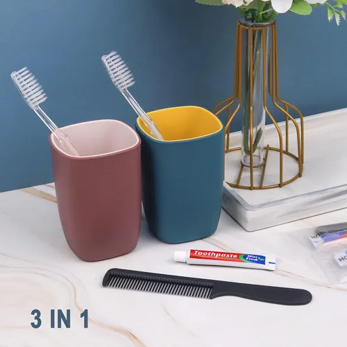 Vista 7 de 30 cepillos de dientes desechables con pasta de dientes y peine envueltos individualmente, 0.35 onzas de pasta de dientes, peine negro de 7
