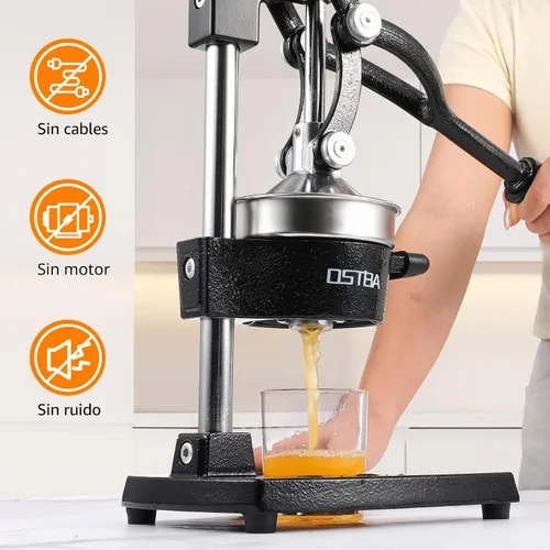 Vista 2 de OSTBA Exprimidor Manual de Hierro Fundido Prensa de Mano, Exprimidor de Cítricos de Grado Comercial, Exprimidor de Limón de Acero Inoxidable