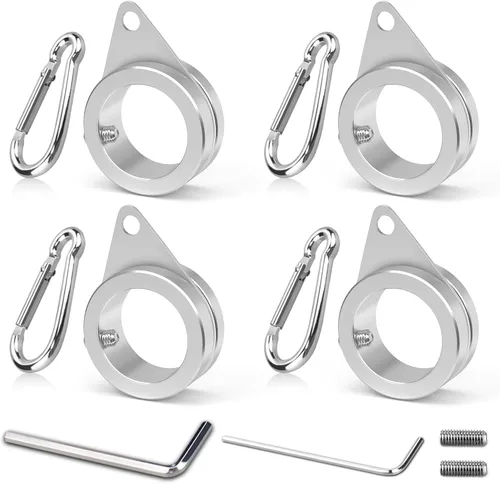 Vista 10 de Paquete de 2 anillos de poste de bandera de aleación de aluminio, anillos de montaje de bandera giratorios de 360 grados, kit de poste de bandera
