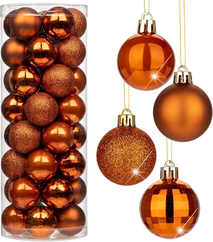 Vista 19 de Adornos de bolas de Navidad negras de 2.36 pulgadas, 25 piezas inastillables, set de adornos de Navidad, bolas de Halloween, adorno negro para árbol