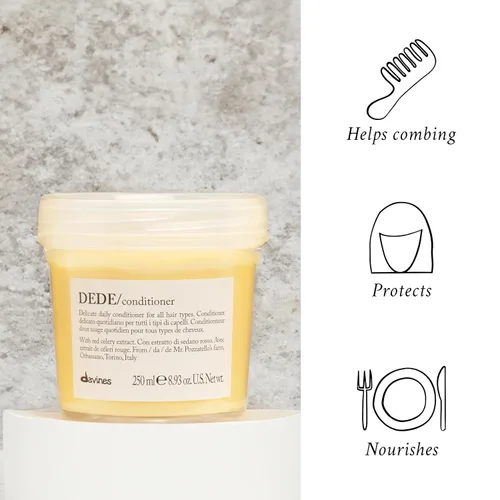 Vista 19 de Davines DEDE/Conditioner, Daily Lightweight Detangling Formula for Fine & Medium Hair - Gentle Mineral-Rich Moisturizing Treatment with Red Celery