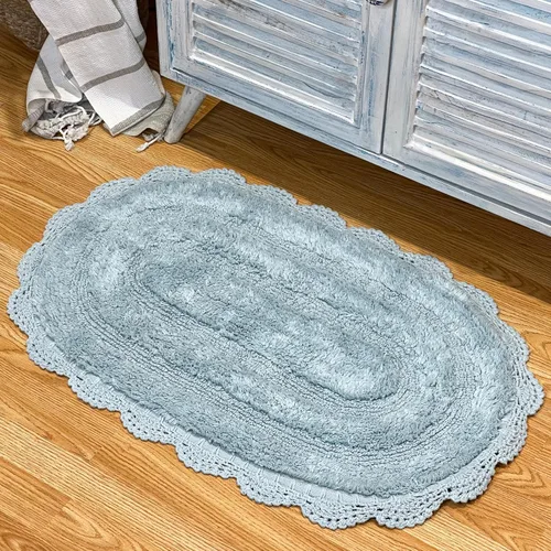 Vista 38 de Chardin home Alfombra de baño de ganchillo beige, alfombra de baño ovalada 100% algodón con borde de ganchillo artesanal hecho a mano, alfombra