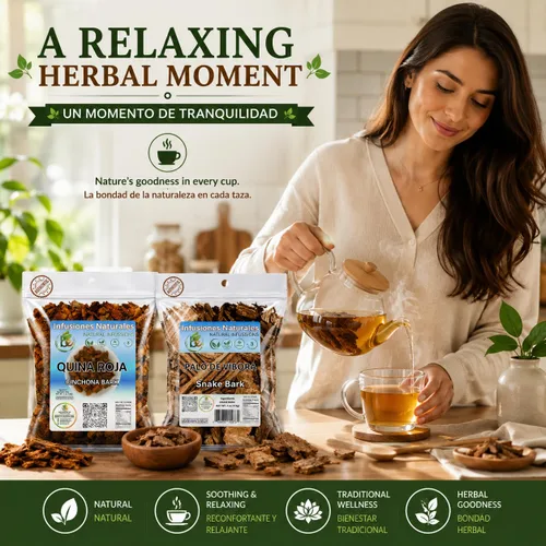 Vista 5 de BexpertsUSA - Combo de té de hierbas Quina Roja + Palo de Víbora, paquete de 2 (4 onzas cada uno/3.99 oz) - Infusión de hierbas de corteza