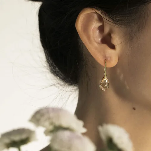 Vista 8 de Pendientes de lágrima de cristal de plata de ley S925, aretes colgantes chapados en oro para mujer