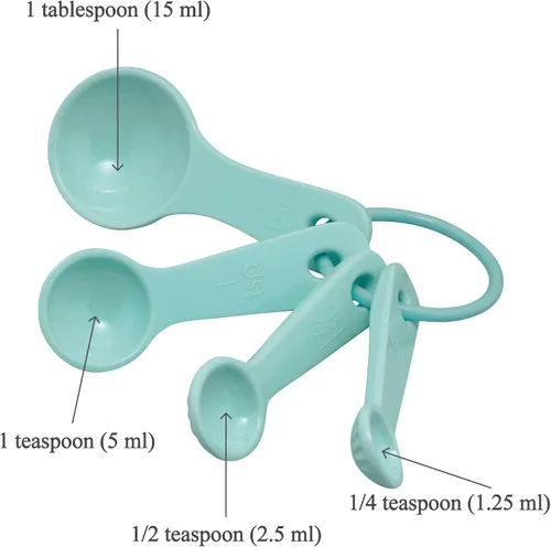 Vista 2 de UP Juego de 4 cucharas medidoras de melamina estilo latte, herramientas profesionales de anidación para hornear y cocinar para ingredientes líquidos