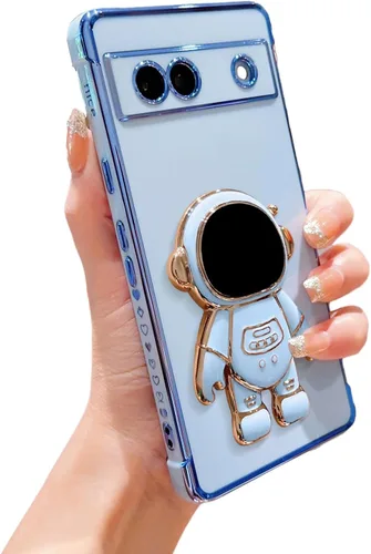 Vista 26 de phylla Funda para teléfono para Google Pixel 7A 6.1" 5g, Funda de teléfono con soporte astronauta chapado de lujo con patrón lateral pequeño