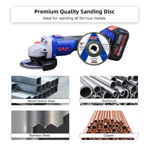 Vista 3 de Sali Paquete de 10 Discos de Aleta de Cerámica Grano 40 de 4.5" x 7/8 Pulgadas Disco de Lijado Tipo Bisel #29 Grado Premium e Industrial Amoladora