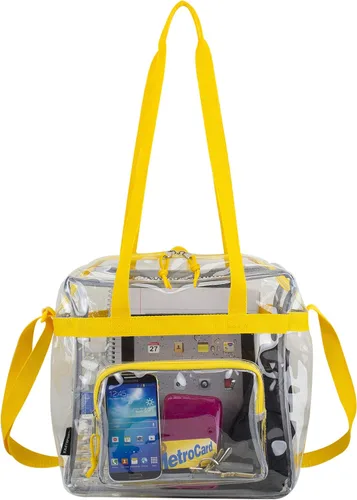 Vista 8 de Eastsport Bolsa transparente aprobada para estadios, correa de mensajero para deportes, conciertos, eventos de trabajo, transparente Borgoña