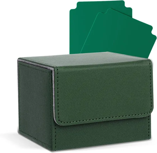 Vista 21 de Caja de cubierta Zettokete MTG con 2 divisores, caja de cubierta Commander de gran capacidad se adapta a 100+ cartas con manga doble, estuche