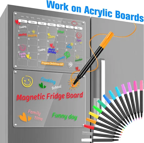 Vista 2 de Marcadores de tiza líquida para tablero de notas de dibujo LED, tablero de planificación de calendario acrílico, pizarra blanca de borrado en seco