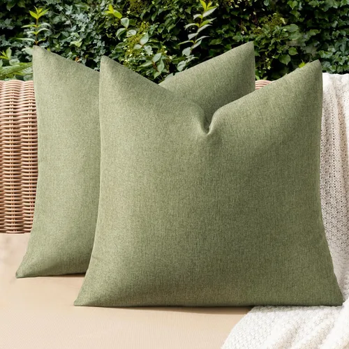 Vista 59 de MIULEE - Paquete de 2 fundas de almohada decorativas para exteriores, impermeables, sólidas, de imitación de lino, para jardín, casa de campo, Azul
